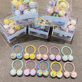 10PCS/Box Packed Girls Cute Colorful Ball Heart Rabbit Scrunchie Kids Ponytail Holder Elastic Hair Band Fashion Hair Accessories