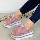 kamames Summer Fashion Size 43 Peep Toe Flat Shoes for Women Casual Platform Sandals Comfort Designer Height Increase Beach Shoes