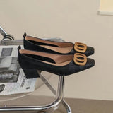 kamames Square-Headed High Heels For Women In Spring And Autumn 2024 New Professional Work Shoes Temperament Fairy Style Single Women's Thick Heels