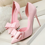 BIGTREE Shoes Bow-knot Woman Pumps Stiletto 10.5 Cm Women Basic Pump Pointed Toe Classic Pumps Sexy High Heels Women Shoes 2021