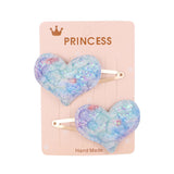 2Pcs/set Glitter Cartoon Cartoon Love Heart Crown Hair Clips For Girls Handmade Hairpins Boutique Barrette Kids Hair Accessories