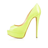 kamames Women's Large-Size, High-Heel, Waterproof, Fish Mouth, Lacquered Leather, Single Shoes E-Commerce