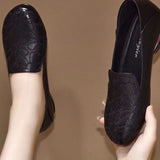 kamames kamames 2024 Spring And Autumn, The New Soft Leather Embroidered Retro Single Shoes, Women's Shallow Mouth Round Head, Low Heel And Thick Heel Temperament Mother Shoes