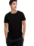 Men's Solid Crew Neck Fashionable Short Sleeve Sports T-shirt, Comfortable And Versatile, For Summer And Spring, Athletic Style, Comfort Fit T-Shirt, As Gifts