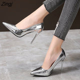 kamames Women Pumps High Heels Silver Sexy High Heels Shoes for Women Stilettos Fashion Luxury Wedding Party Shoes Big Size