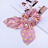 New Chiffon Bowknot Silk Hair Scrunchies Women Pearl Ponytail Holder Hair Tie Hair Rope Rubber Bands Headwear Hair Accessories