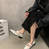 kamames Small Leather Shoes 2024 New Spring Thick-Heeled Low-Heeled High-Heeled Shoes Vintage French Style Mary Jane Single Shoes
