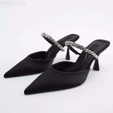 kamames ZA Brand 2022 Summer New White One Word With Fashion Square Toe High Heels Sexy Stiletto Muller Sandals And Slippers Women Shoes