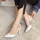 kamames Korean women's sexy pointed high heels shallow mouth comfortable PU One-button buckle solid color non-slip high-heeled shoes