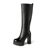 kamames White Winter Women Boots Fashion Platform Thick High Heel Knee High Boots Zipper Autumn Long Boots Shoes 2021