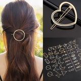 Fashion Metal Love Heart Hair Clip Elegant Star Round Barrette for Women Girls Sweet Hairpins Barrettes Hair Accessories