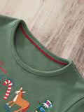 Christmas Elements Print Boy's T-shirt, Kids Casual Long Sleeve Crew Neck Comfy Holiday Clothes For Autumn Winter