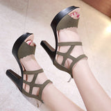 kamames Sandals Women's 2023 Summer High Heels Open-Toed Thick Heels Waterproof Platform Large Size 41-43 Catwalk Catwalk Shoes