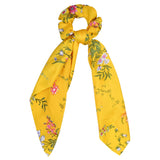 Korean Bow Long Ribbon Hair Scrunchie Chiffon Floral Print Sweet Elastic Hair Band Ponytail Hair Scarf Hair Tie Hair Accessories