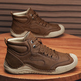 kamames kamames New Autumn And Winter Men's High-Top Shoes Korean Version Breathable Velvet Cotton Shoes Hand-Made Leather Shoes Large Size