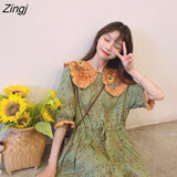 kamames Floral Embroidery Lolita DressWomen Summer Kawaii Peter Pan Collar Loose Dress Elegant Luxury High Waist Party Vestidos