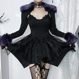 kamames Sling Net Stitching Irregular Dress Women's 2024 Dark Wind New Fashion Slim Skirt