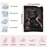 1pc, Flannel Digital Simple Little Black Dragon Pattern Printed Blanket Shawl Blanket Nap Throw Blanket Soft Skin-friendly Casual Sofa Blanket, Throw Blanket, Lunch Break Blanket, One Blanket Multi-purpose