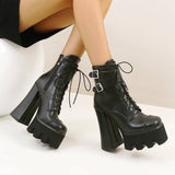 kamames Style Women Boots 15cm Super High Heel Women Ankle Boots Fashion Platform Square Heel Zip Boots Autumn Winter Woman Shoes
