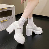 kamames 2024 New Waterproof Platform High Heels Women's Thick Heels Black Sexy Catwalk Cheongsam Professional Women's Singles Shoes
