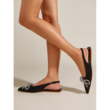 kamames kamames Diamond Bow Dew With Muller Pointed Flat Heel Women's Single Shoes