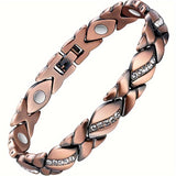 Womens 3500 Gauss Copper Magnetic Therapy Bracelet - Enhanced Lymphatic Drainage - Ideal for Health, Birthdays, Mothers Day, and Christmas Gifts - Includes Sizing Tool