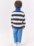 Marcolor Boys Striped Knit Pullover Sweater, Long Sleeve Half Zipper Top, Casual Fall/Winter Jumper