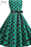 kamames Women Summer Polka Dot Print Party Robe Femme Black Retro Vintage Swing Prom Rockabilly Midi Dresses vestidos