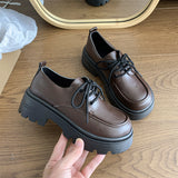 kamames kamames Head Small Leather Shoes Female College Wind Jk Uniform Shoes A Word Button Soft Sister Mary Jane Single Shoes Black Loafers