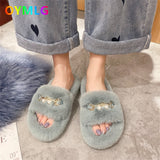 kamames winter new net red hairy slippers for women's outer wear flat-bottomed slippers, wild thick-soled Korean hairy shoes1