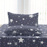 4-Piece Meteor Print Bedding Set - Soft, Breathable Comfort for Bedroom, Guest Room, Hotel - Includes Fitted & Flat Sheets, 2 Pillowcases