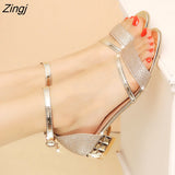kamames Woman Sandals Mid-heel Shoes Beach Sandal Fashion Peep Toe Summer Women's Shoes Gold Silver Sandalias Mujer Plus Size 35-42