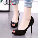 kamames Bling Sandals Women Shoes 2021 Gladiator High Heels 12CM Platform Sandals Pumps Peep Toe Ladies Shoes Party Bridal Wedding Shoes