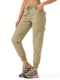 Ultra-Comfortable Women's Cargo Hiking Pants - Quick-Drying, Water-Resistant, Breathable, and Stretchy - Ideal for Outdoor Adventures, Travel, and Casual Wear with Elastic Waist, Button Pockets, and Relaxed Fit