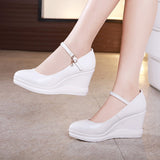 kamames Shoe Women's Slope Heel 2023 Spring New Style Waterproof Platform Pointed Work Shoes High Heel Slope Heel Cheongsam Catwalk Shoes