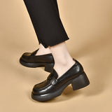 kamames kamames Shoes Women's 2024 Autumn Round Head Waterproof Platform Muffins With One Foot On Love Shoes, Small Leather Shoes, Single Shoes.