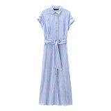 kamames New Striped Blended Medium-Length Shirt Dress 8282821