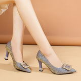 kamames kamames Spring Autumn New Korean Fashion High Heels Pointed Thick Heel Shallow Foot Pedal Casual Single Shoes Women
