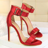 BIGTREE Shoes Sexy High Heels Metal Buckle Women Shoes 11 Cm Women Heels Party Shoes Stiletto Heels Fish Mouth Women Sandals