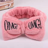 2022 New OMG Letter Coral Fleece Wash Face Bow Hairbands For Women Girls Headbands Headwear Hair Bands Turban Hair Accessories