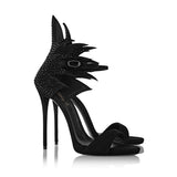 kamames Women's Sandals With High Heels And Open Toes Covered With Anti-Suede Water Drill Banquet Party Shoes Are Sold Directly By Hand.