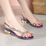 kamames New Bohemian Fashion Diamond Sandals Summer Leather Flat Sandals Non-Slip Crystal Shoes