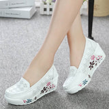 GKTINOO New Women's Genuine Leather Platform Shoes Wedges White Lady Casual Shoes Swing mother Shoes Size 35-40