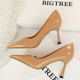 BIGTREE Shoes Patent Leather Shoes Woman Pumps Pointed Toe Women Heels Stiletto Office Shoes Women Party Shoes High Heels 8 Cm