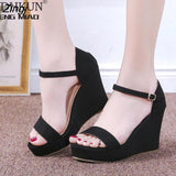 kamames New Women Shoes Platform Sandals Women Peep Toe High Wedges Heel Ankle Buckles Sandalia Espadrilles Female Sandals Shoes