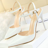 BIGTREE Shoes Fashion Sandals Women 2022 Patent Leather High Heels Women Sandals Summer Heeled Sandals Pointed Toe Women Pumps