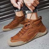 kamames kamames New Autumn And Winter Men's High-Top Shoes Korean Version Breathable Velvet Cotton Shoes Hand-Made Leather Shoes Large Size