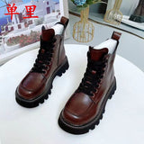 kamames Winter New Thicksoled Boots British Trendy Shoes Tooling Boots Are Thin Locomotive Leather Boots Casual women Boots