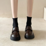 kamames Style Thick-Soled Leather Shoes Autumn 2023 New One-Foot Jk Single Shoes Muffin Bottom Love Shoes Round Head