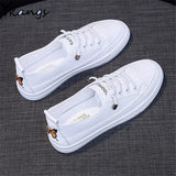 kamames Women White Embroidery Shoes 2021 New Arrival Fashion Casual Platform Flats Breathable Comfort Skateboarding Vulcanized Sneakers